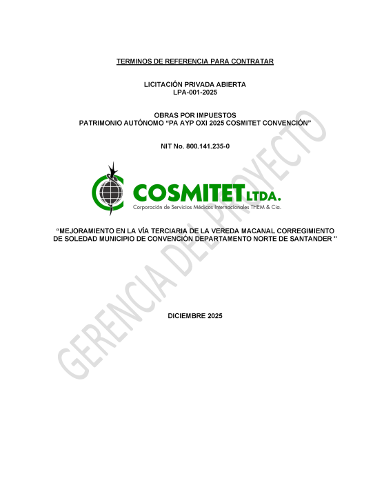 TERMINOS DE REFERENCIA CONTRATO OBRA CONVENCIÓN